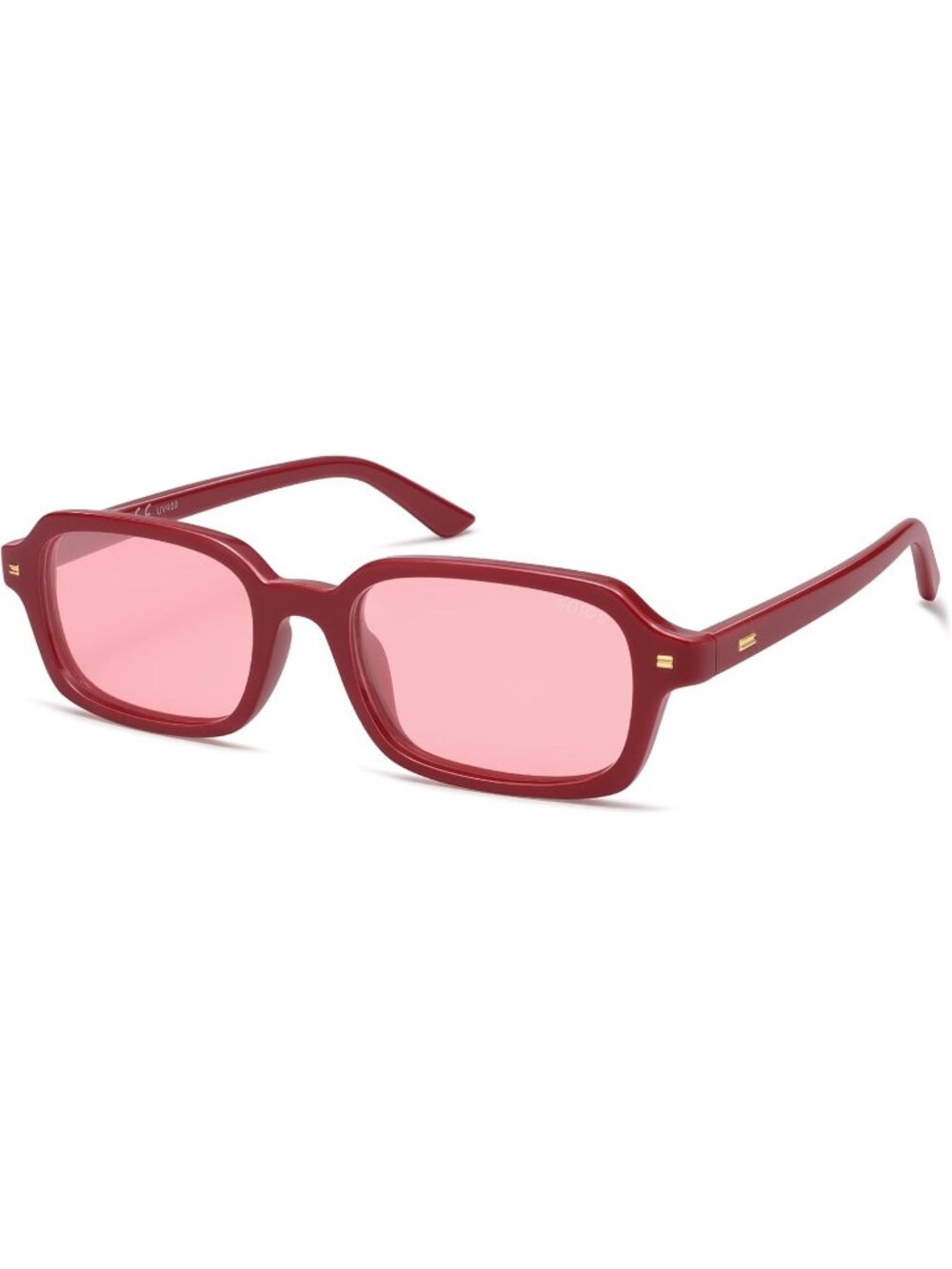 Women's Light Red Retro Fashion Thin Slim Trendy Rectangle Polarized Sunglasses